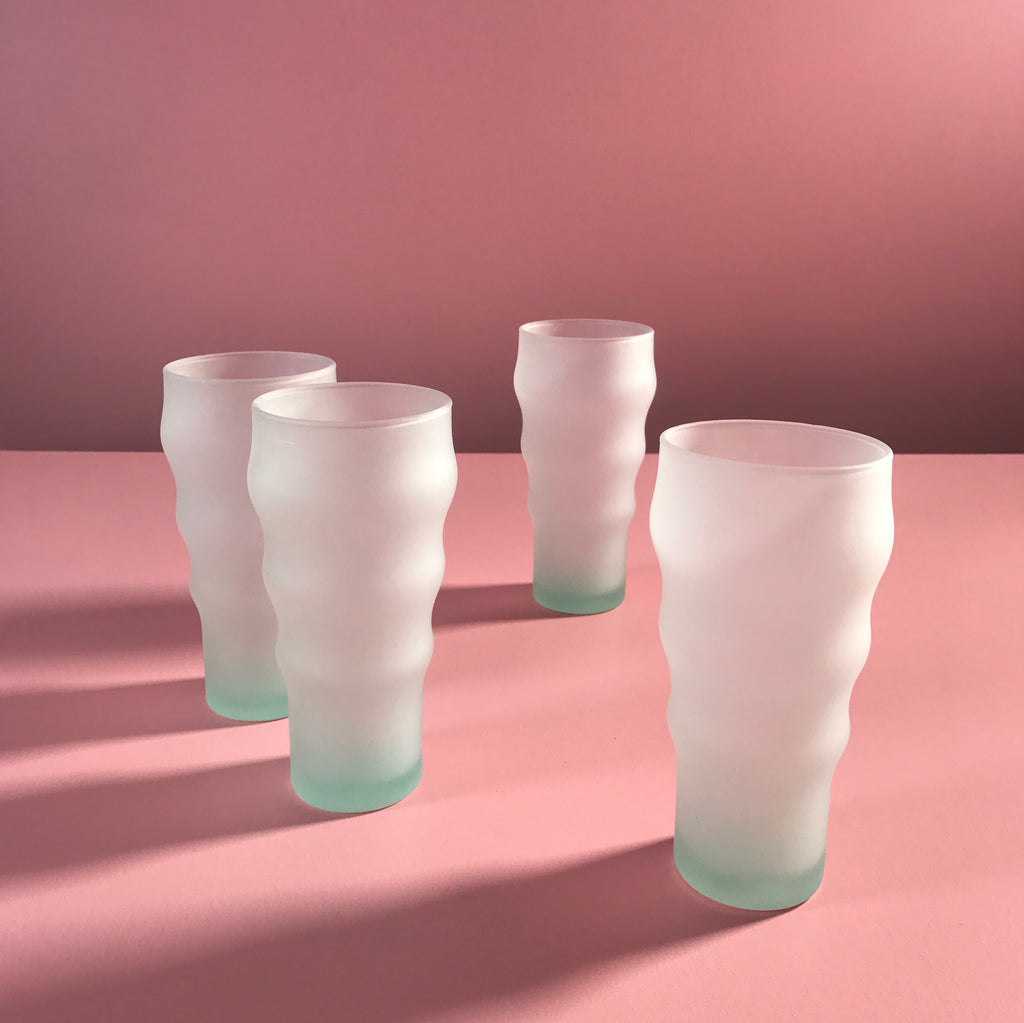 S/4 Wavy Frosted '80s Glassware