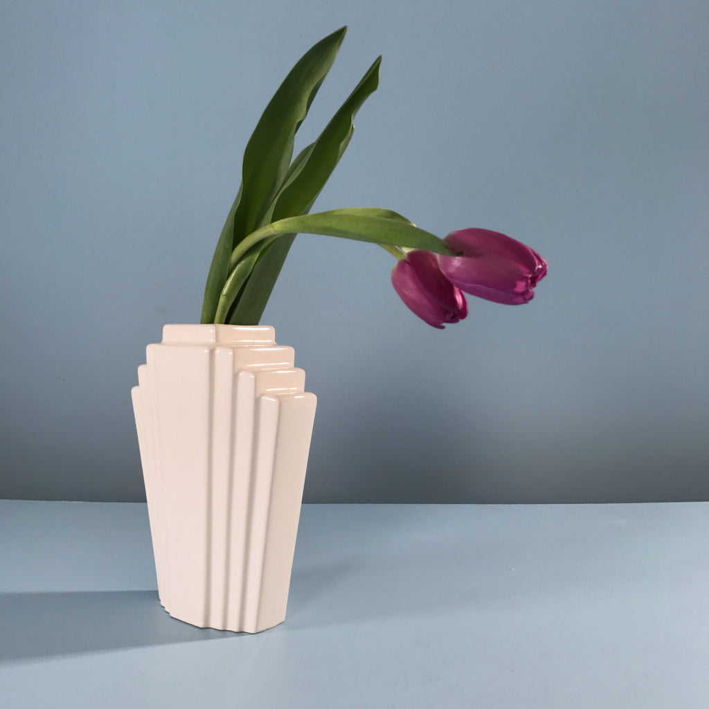 '80s White Deco Ceramic Vase