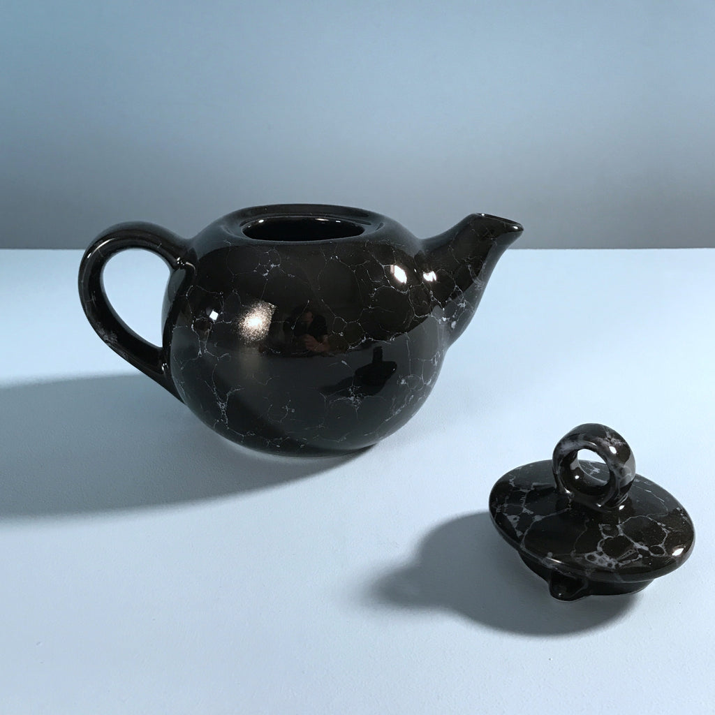 '80s Japanese Black Bubble Glaze Ceramic Teapot