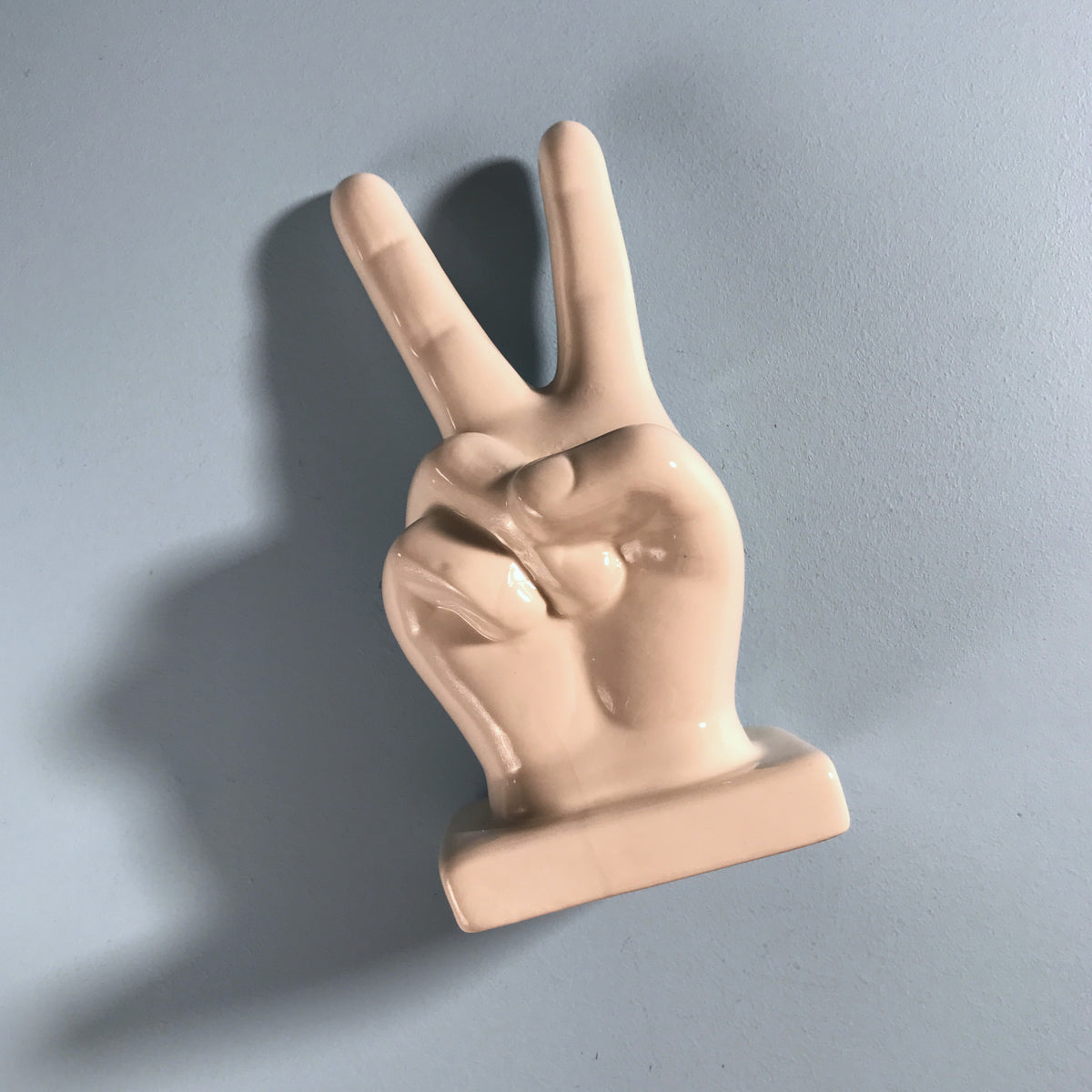 Home Décor Collection Peace Hand Sign White Ceramic Bohemian