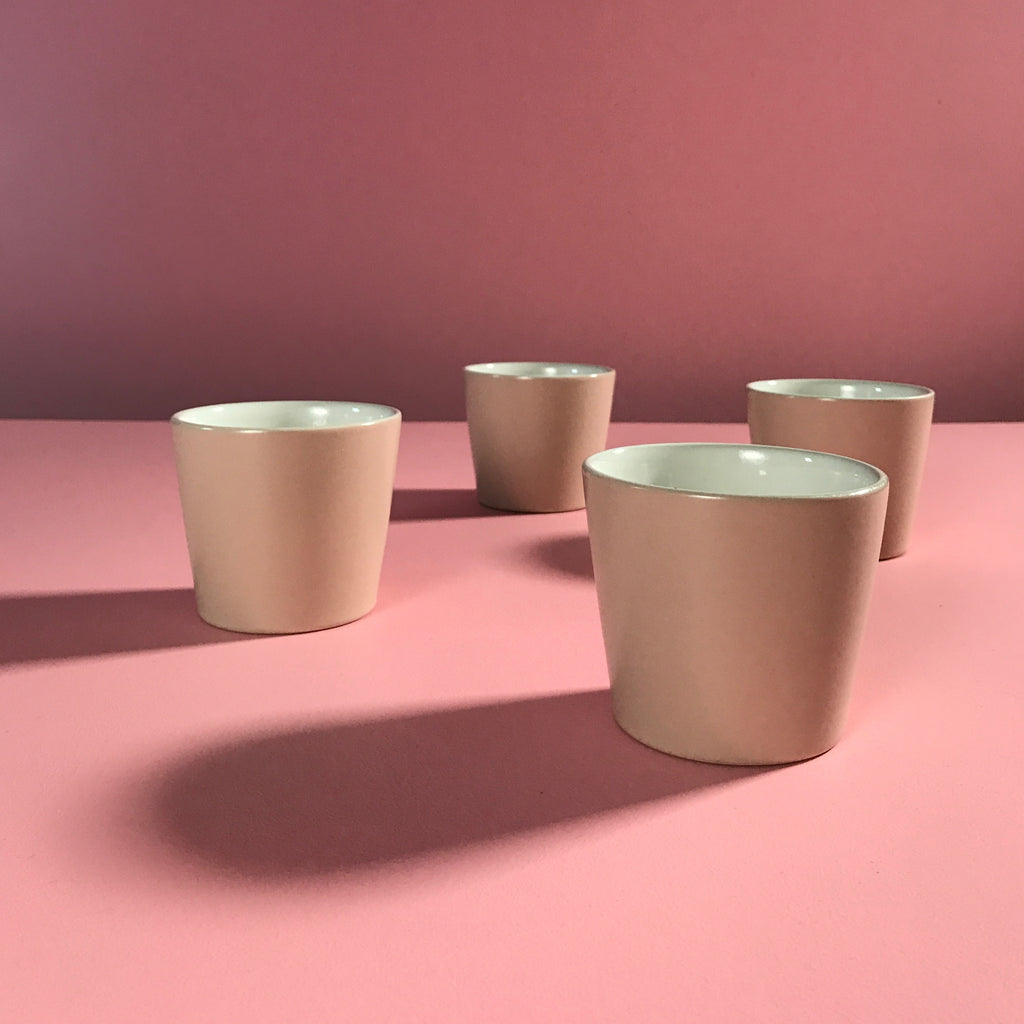 S/4 Pink Stoneware Cups by David Chipperfield for Alessi