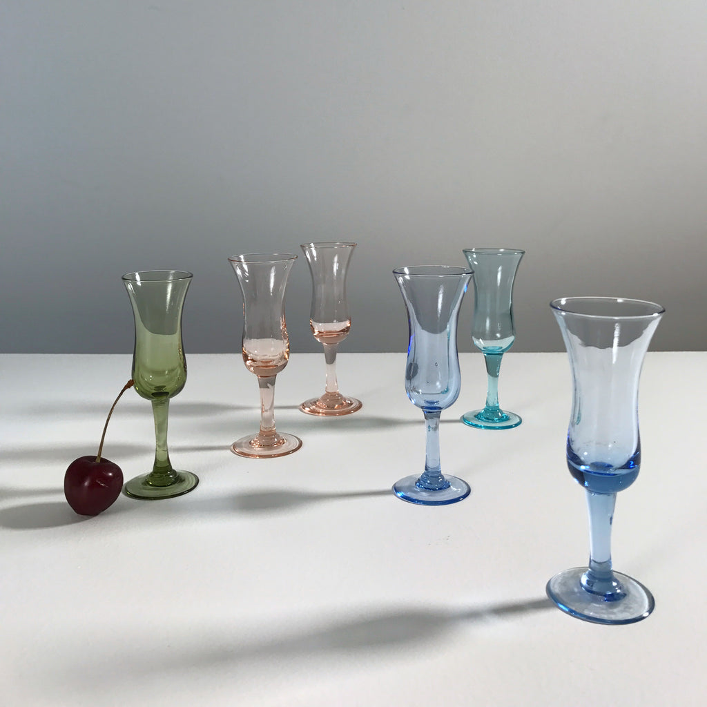 S/6 Colored Cordial Glasses