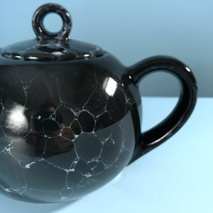 '80s Japanese Black Bubble Glaze Ceramic Teapot