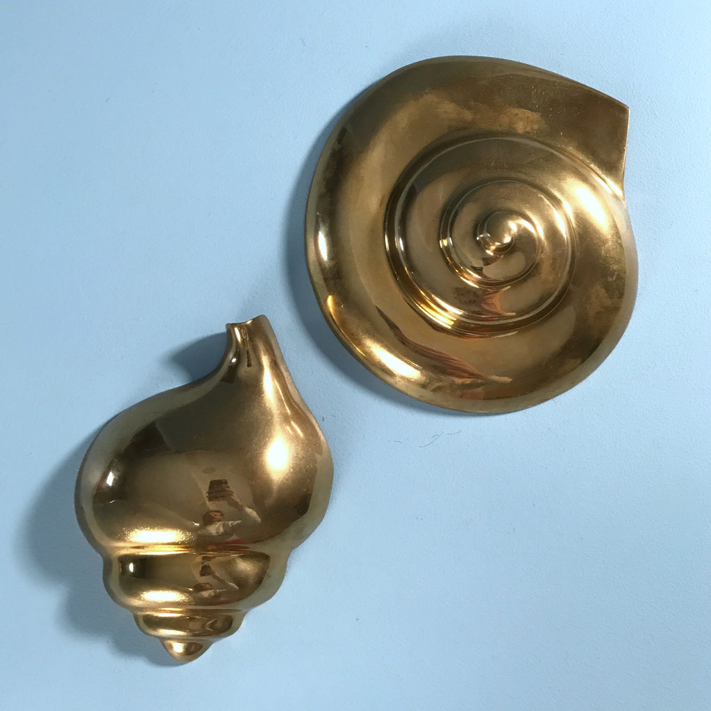 S/2 Brass Shell Wall Decor