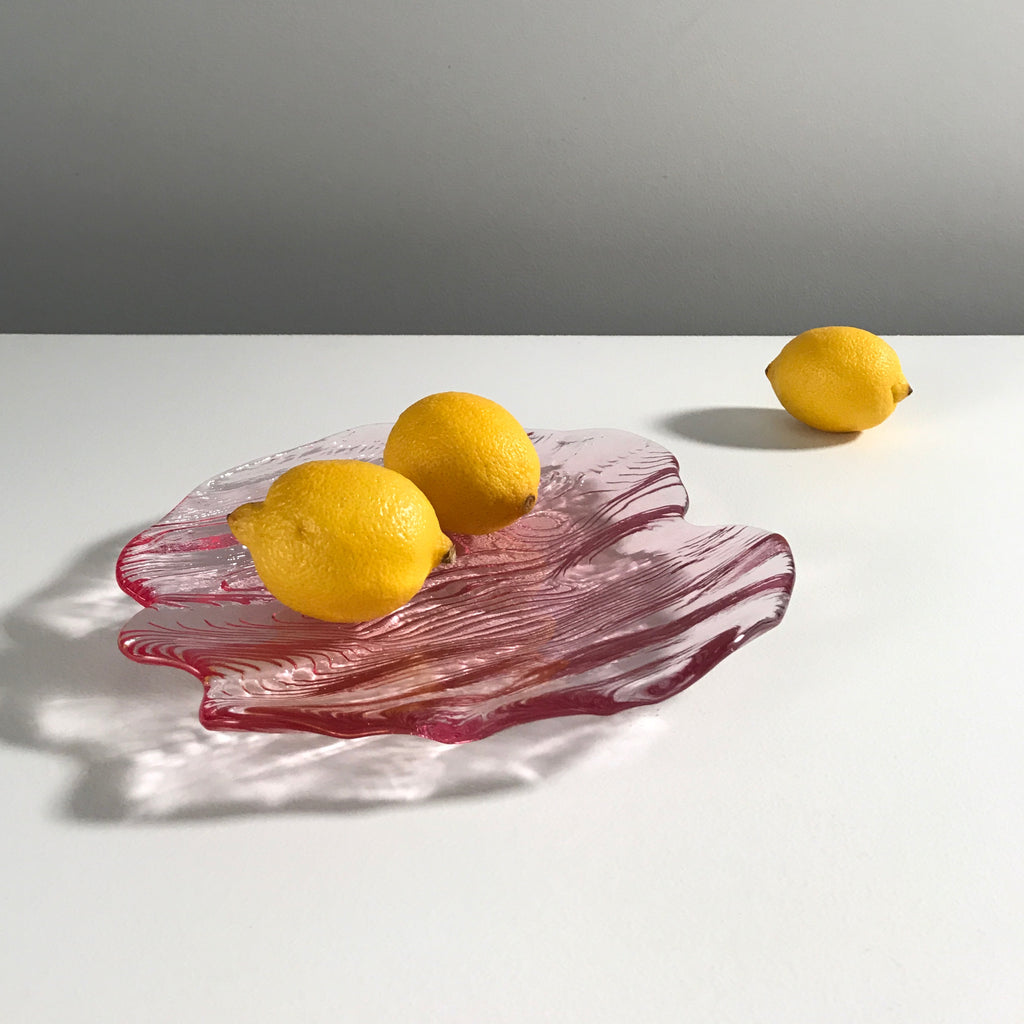 Liquid Textured Pink Glass Dish